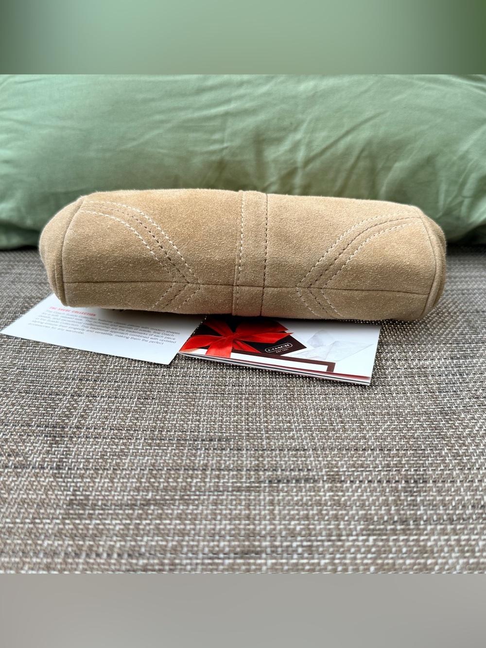COACH Suede Wristlet Clutch in Tan - Picture 6 of 10